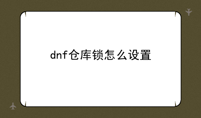 dnf仓库锁怎么设置