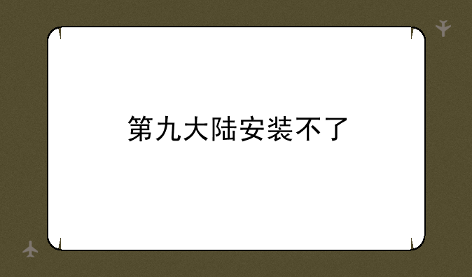 第九大陆安装不了
