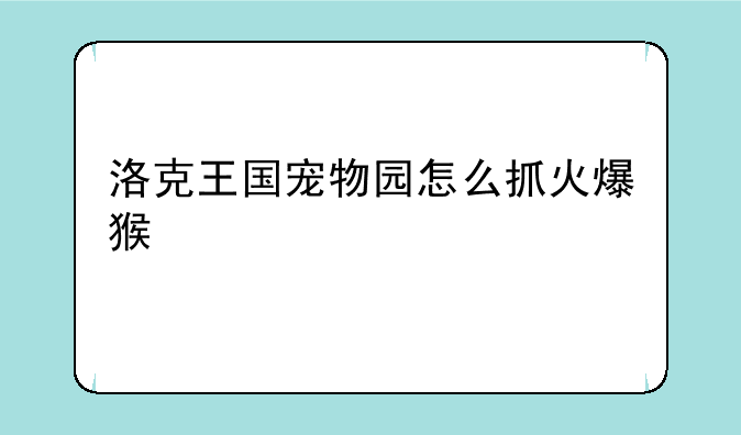 洛克王国宠物园怎么抓火爆猴