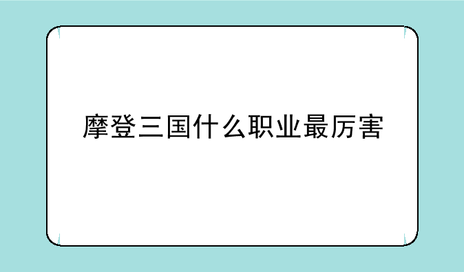 摩登三国什么职业最厉害