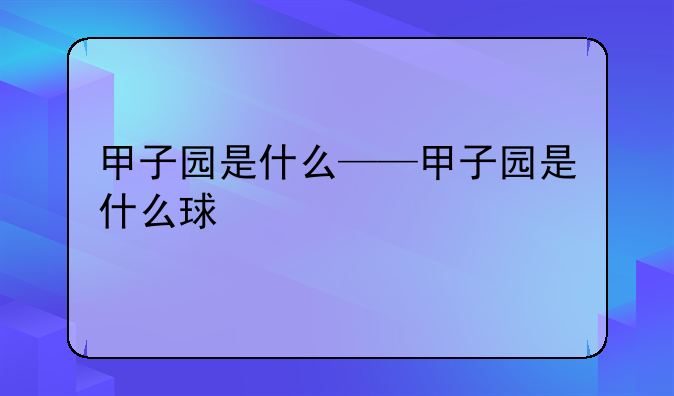 甲子园是什么——甲子园是什么球