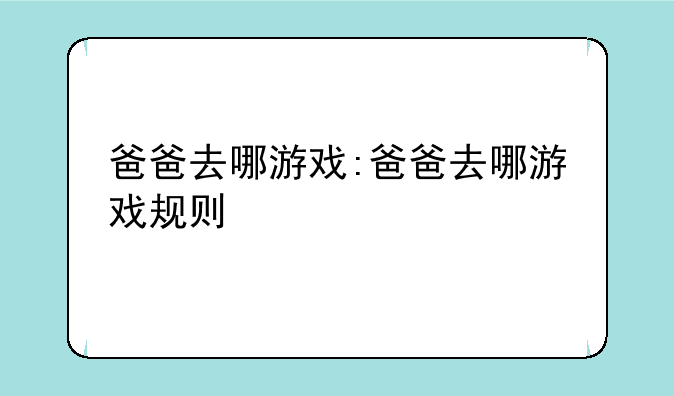 爸爸去哪游戏:爸爸去哪游戏规则